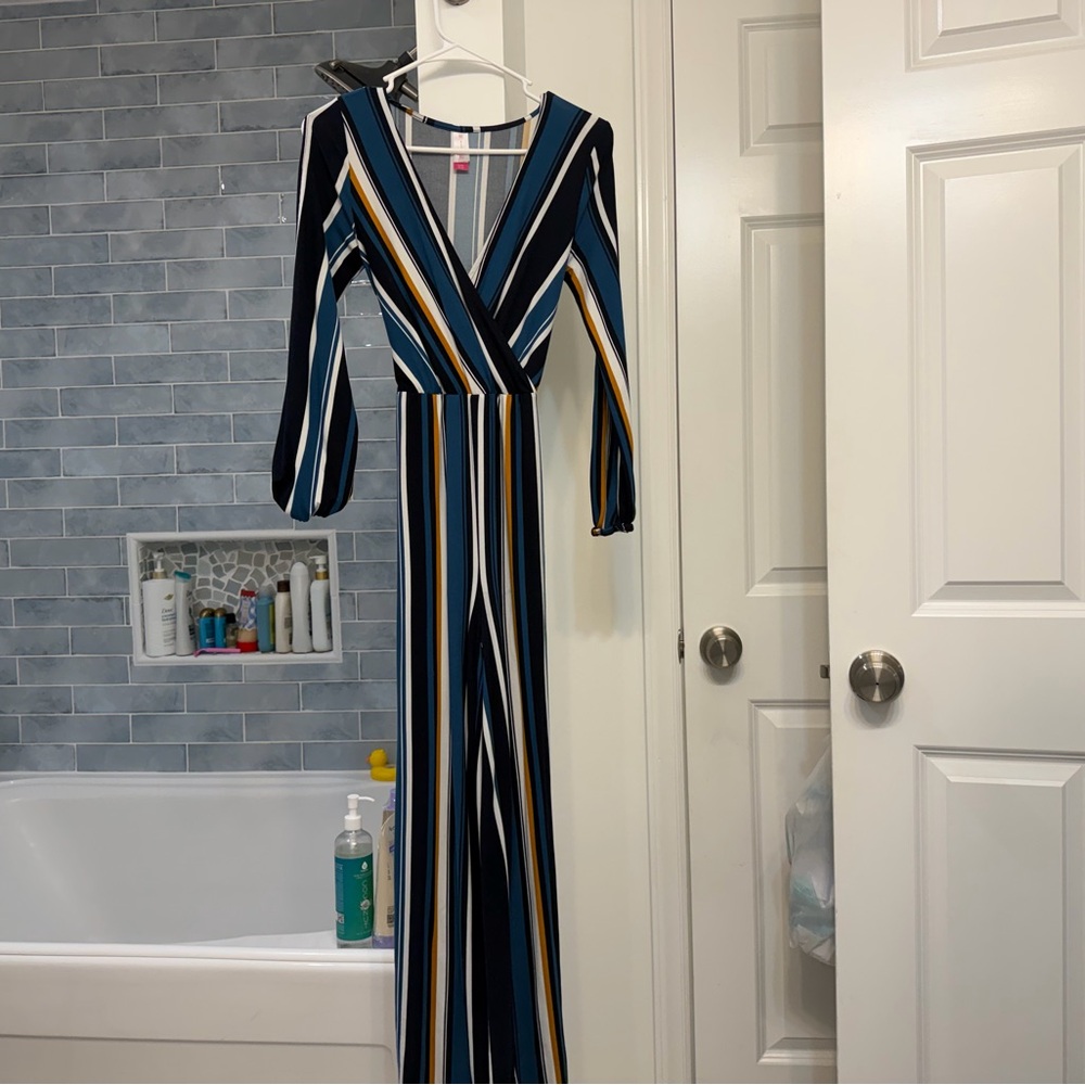 Blue & White Jumpsuit Romper